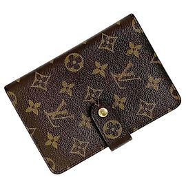 Cartera de doble pliegue Louis Vuitton Monogram marrón Castaño Monograma