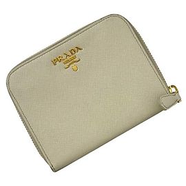 Cartera de doble pliegue bicolor beige y blanco Prada Blanco Beige