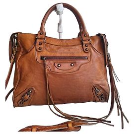 Bolsa Balenciaga Velo em pele de cordeiro Cognac Bege