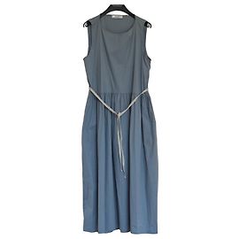 Max Mara ärmelloses Baumwollkleid Hellblau