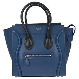 Céline Celine Luggage Smooth Leather Nano Bleu
