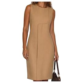 Vestido recto sin mangas beige Ports 1961 de lana Camello