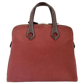Hermès Borsa Hermes Sac Ybou Toile H Leather Marrone