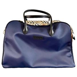 Burberry Check Nylon Duffel Bag - Dark Blue Blue Other