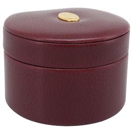 CARTIER Schmuckkästchen Leder Bordeaux Gold Auth 185932V Golden Bordeaux