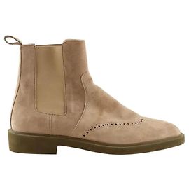 Bottines Hermès Ebony beige en daim taille 45 Beige