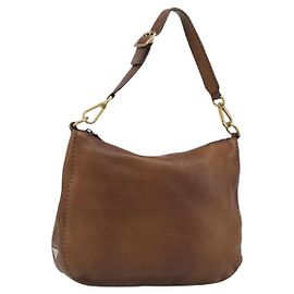 Borsa a Spalla PRADA in Pelle Marrone Oro Auth 186027A Marrone D'oro