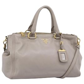 Sac à main PRADA Galleria en cuir 2way Gris Or Auth 186121V Marron Doré