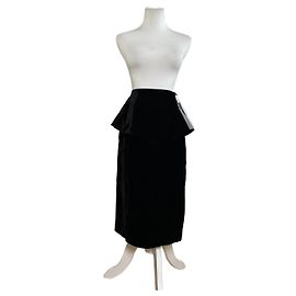 Gonna in velluto con bottoni a pressione vintage Dior nera argento Nero