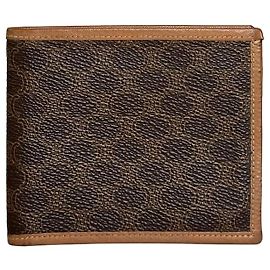 Céline Cartera Vintage Celine de Lona Recubierta Marrón Tan Oro Castaño