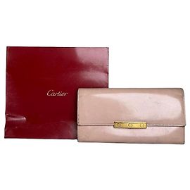Vintage Cartier Leather Wallet Blush Pink Gold Clasp Pink