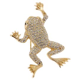 Christian Dior Strass Brosche Metall Gold Authentisch SW2393 Golden