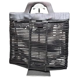 Salvatore Ferragamo Bolsa Tote de couro trançado e plástico vintage Ferragamo preto prata Preto