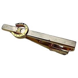 Céline Vintage Celine Bi-Tone Metal Tie Clip Silver Gold Silvery