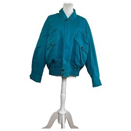Vintage Dior Men's Teal Cotton Blend Jacket Brown Buttons XL Blue