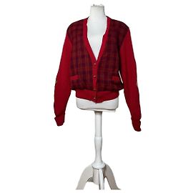 Cardigan Vintage Dior de Seda e Algodão Vermelho Marrom M Vermelho
