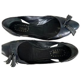 Chloé Vintage Chloe Leather Flats Black Gold EU36.5 Black