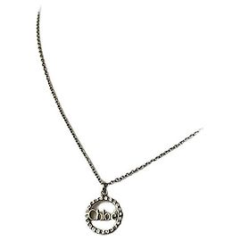 Collier pendentif vintage avec logo Chloé en métal doré Doré