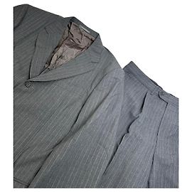 Vintage Mens Givenchy Pinstripe Wool Suit Grey M Grey