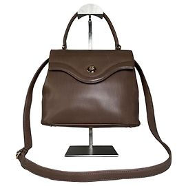 Sac à main structuré en cuir vintage Givenchy marron fermoir doré Marron