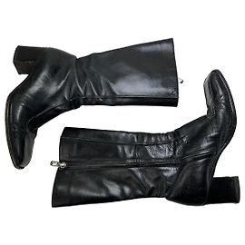 Botas altas de cuero vintage Gucci negro plata EU37 Negro