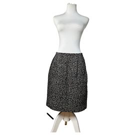 Céline Vintage Celine Tweed Rock Schwarz Weiß Rot ca. 2000 Schwarz