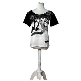 Vintage Chloé Logo Cotton T-Shirt Black White L Black