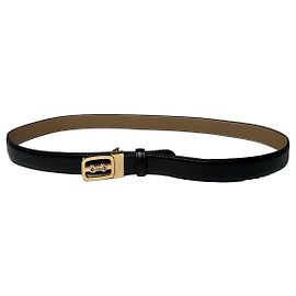 Chloé Cinturón de cuero vintage Chloe Negro Beige Hebilla Dorada Negro