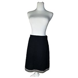 Gonna vintage Dior in misto cotone a quadri nera e bianca Nero