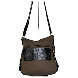 Chloé Borsa Hobo Vintage Chloe in Tela e Pelle Marrone Nero Oro Marrone