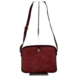 Céline Bolso de hombro Vintage Celine de lona revestida burdeos y oro Burdeos