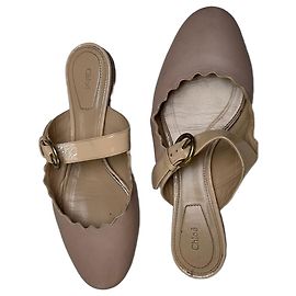Chloé Vintage Chloe Leather Buckle Mules Blush Beige EU36 Beige