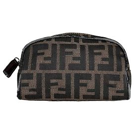Beauty case Vintage Fendi FF Monogram Canvas Marrone Nero Marrone