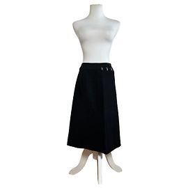 Chloé Jupe vintage Chloe à boutonnage frontal noir argent Noir