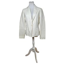 Céline Blazer Vintage Celine de Algodão e Seda Creme M Bege