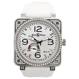 Bell & Ross BR01-97SD 018 SS & Rubber AT Watch with White Shell Dial White
