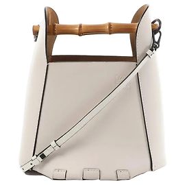 LOEWE Bamboo Buckets Leather 2Way Handbag in White Beige