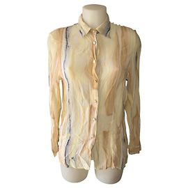 Giorgio Armani Viskosehemd mit Aquarellprint Weiß