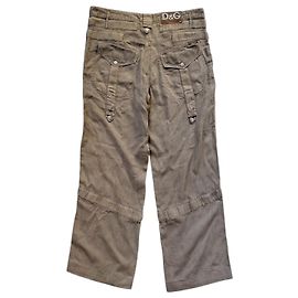 Dolce & Gabbana 2004 Linen Cargo Pants Brown Khaki