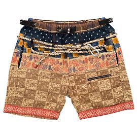 Autre Marque Short Kapital Eco Baka Crazy Patchwork Marron Bleu Multicolore