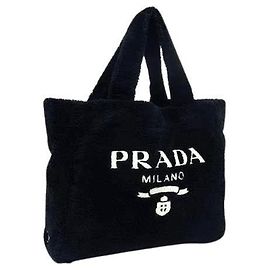 Bolsa Tote Prada em tecido de pelo preto Preto