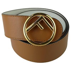 Fendi Brown Leather Reversible Women's Belt Brown