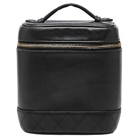 Beauty case bicolore in agnello nero Chanel Nero
