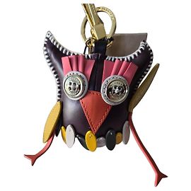 Burberry Multicolored Leather Owl Bag Charm Pink White Red Orange Grey Yellow Dark brown
