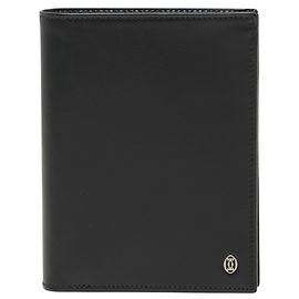 Cartera de cuero negro de doble pliegue Cartier Pasha Negro