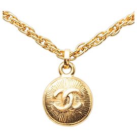 Colar de corrente Chanel Vintage Coco Mark Dourado