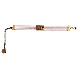 Pulseira Dior Cannes em tecido e metal dourado Rosa Branco