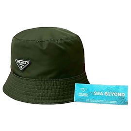 Chapéu bucket de algodão e Re-Nylon Prada Verde Caqui