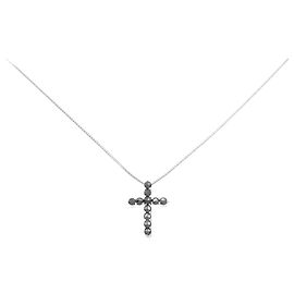 Autre Marque Colar Cross Diamond em Au750 Prata