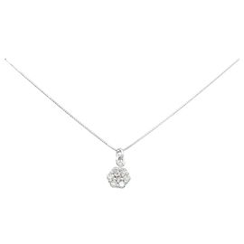 Autre Marque Colar de Flor de Diamantes Au750 Prata